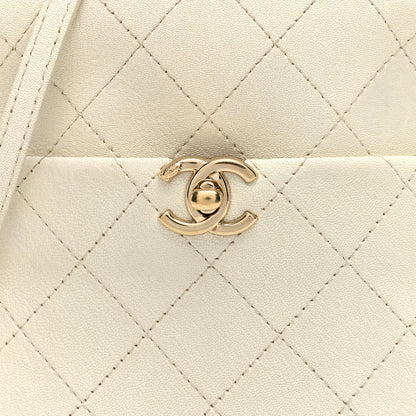 Chanel Goatskin Stitched Casual Trip North South Camera Case White 8 of 12