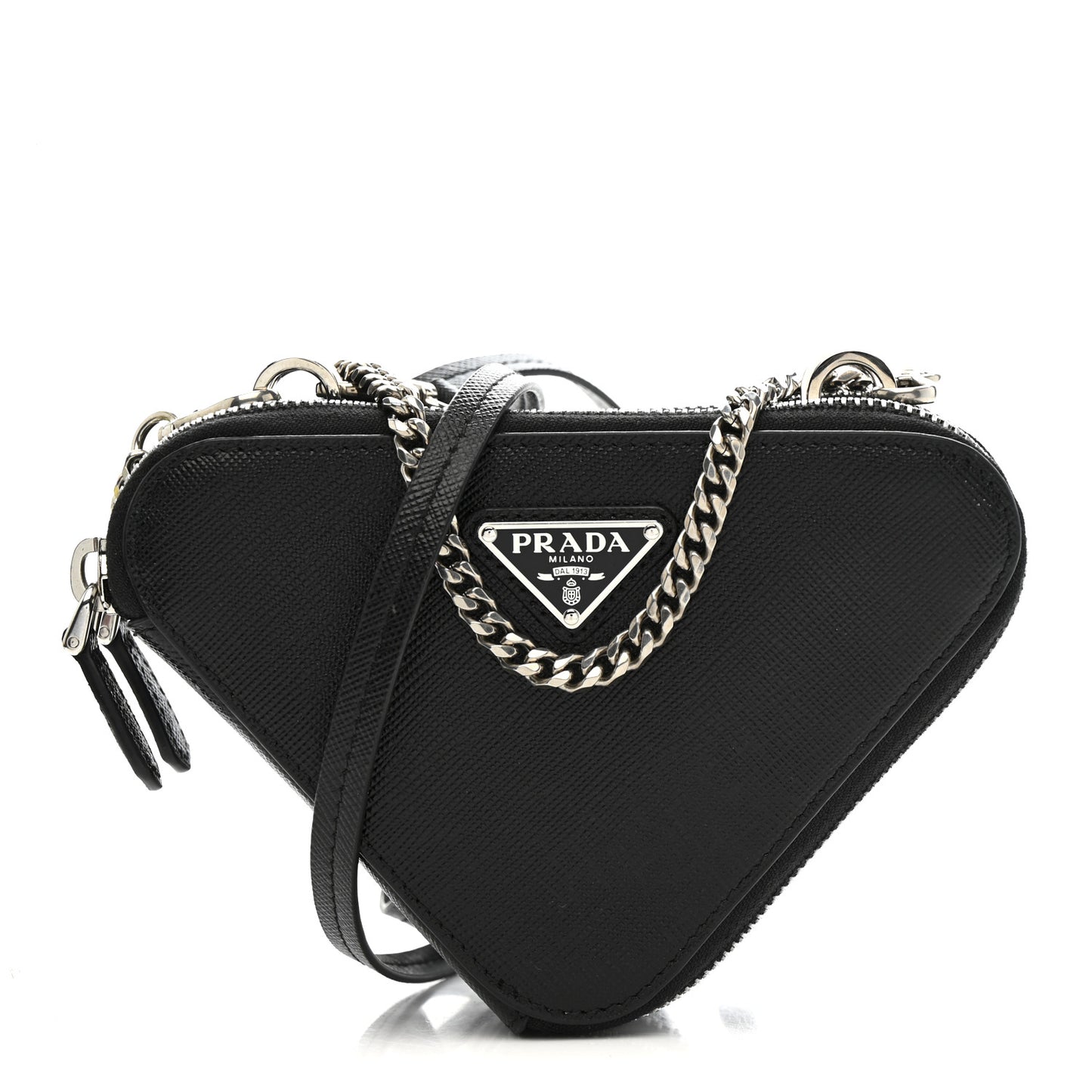Saffiano Mini Triangle Crossbody Pouch Black