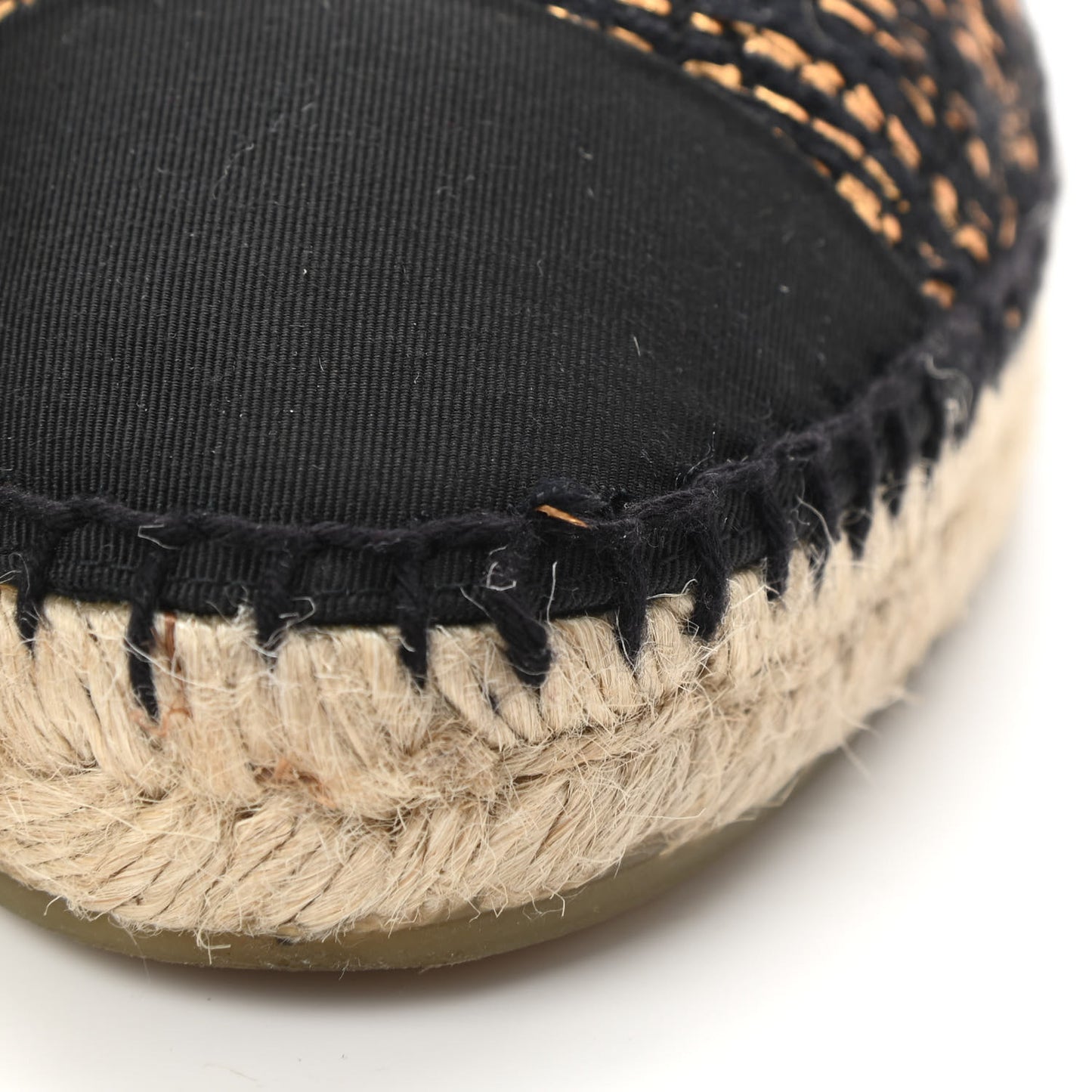 Metallic Tweed Grosgrain CC Espadrilles 39 Black Gold