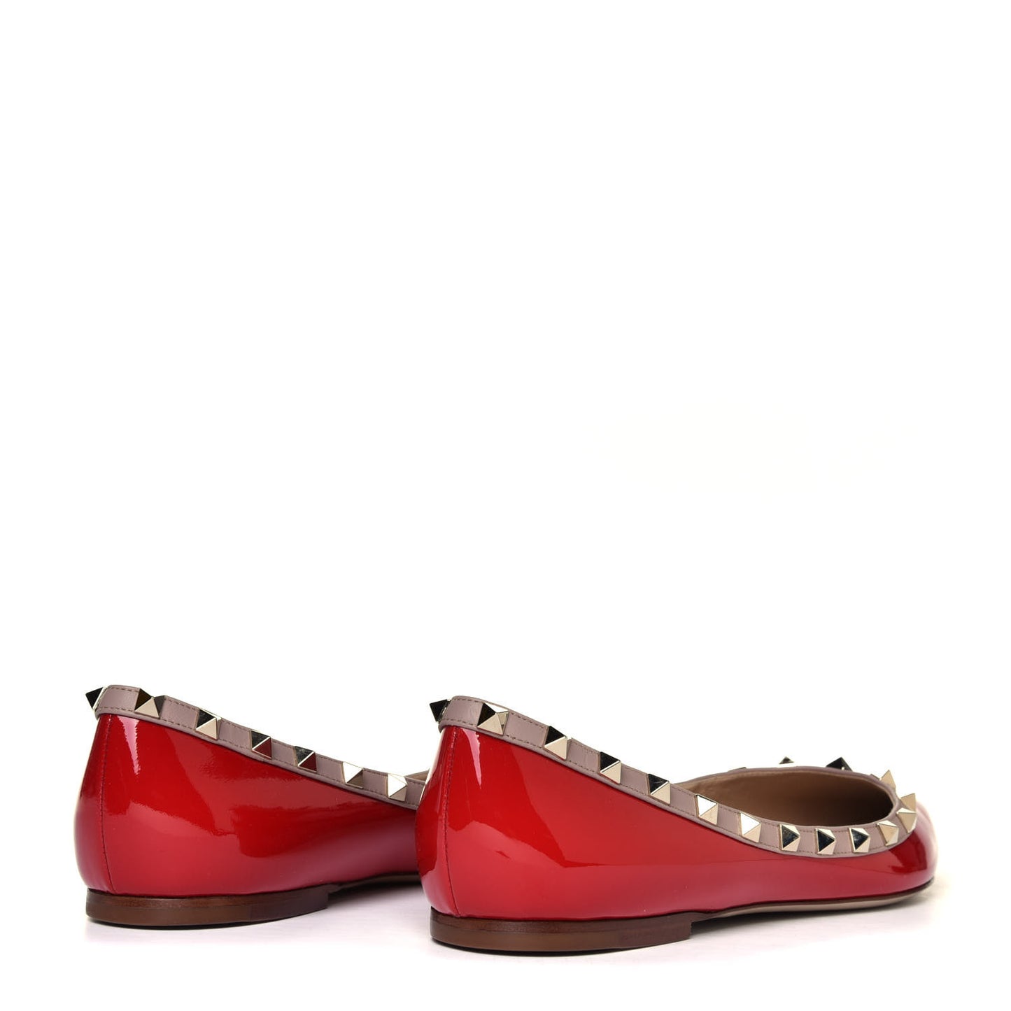 Patent Rockstud Ballerina Flats 41 Rosso Valentino Poudre