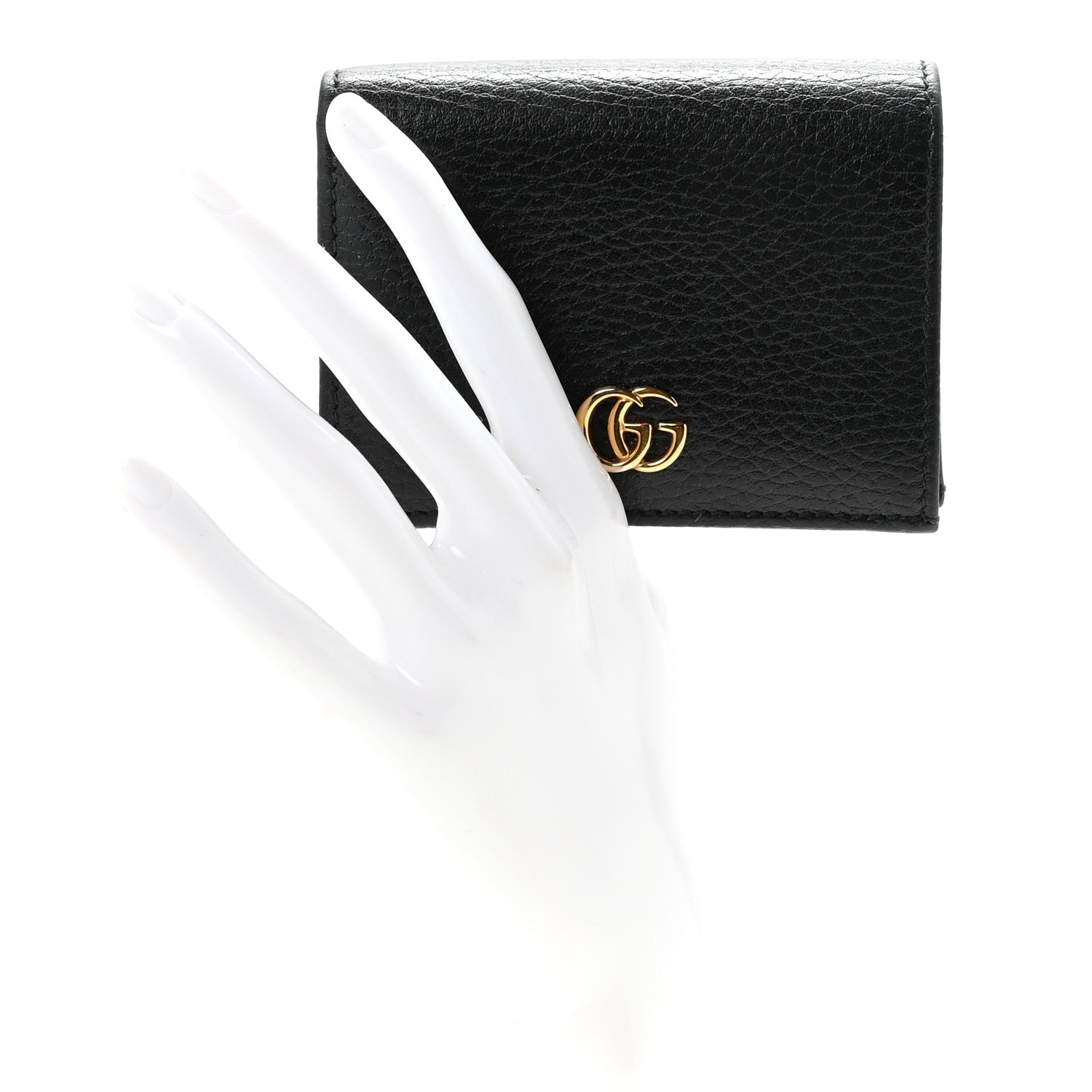 Gucci Pebbled Calfskin GG Marmont Card Case Black 2 of 8