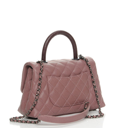 Chanel Caviar Lizard Quilted Mini Coco Handle Flap Pink 4 of 8