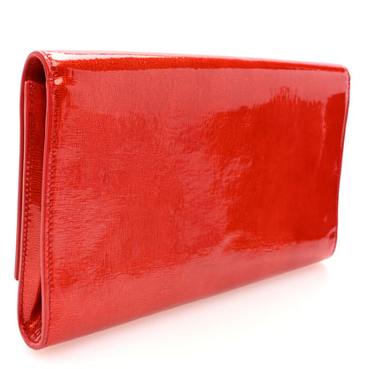 Saint Laurent Textured Patent Monogram Large Belle De Jour Clutch Orange 3 of 6