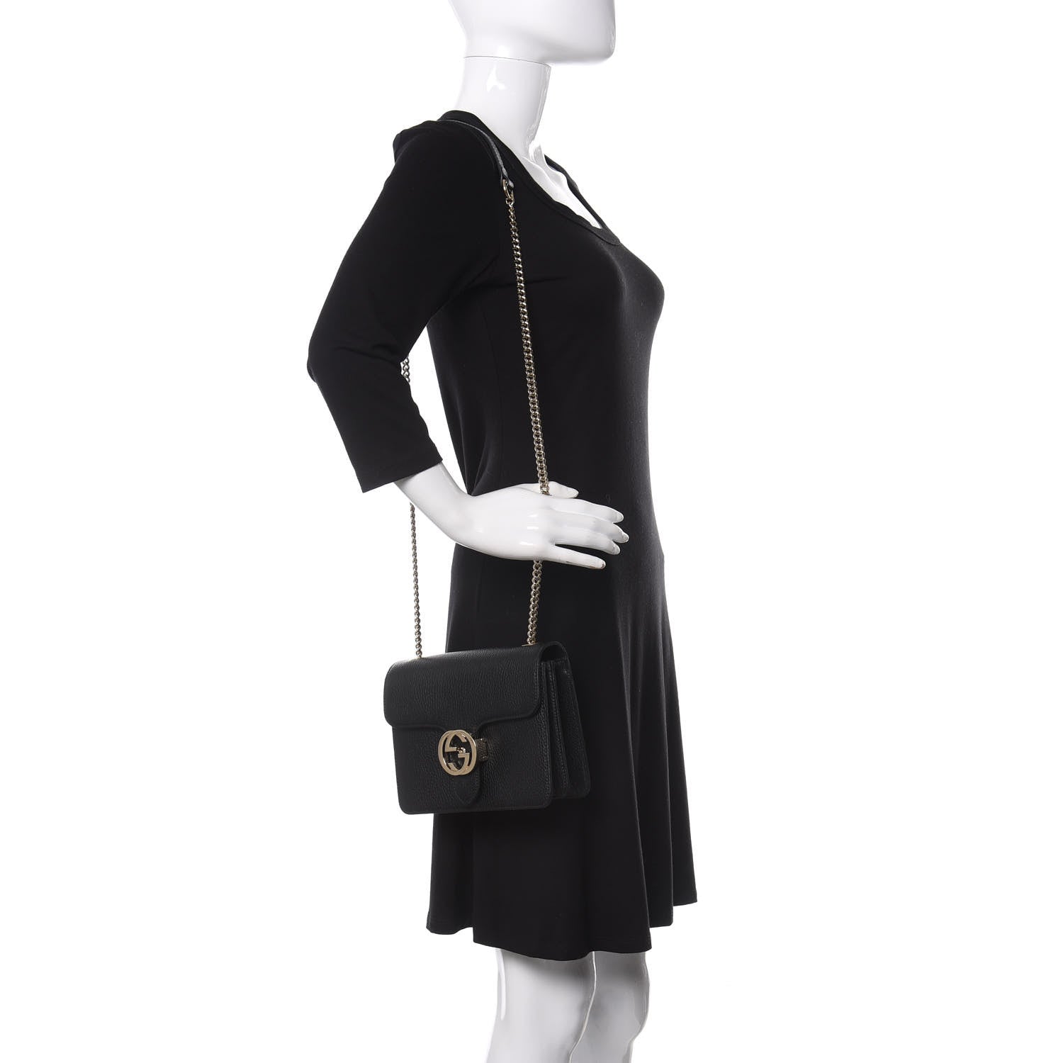 Gucci Dollar Calfskin Small Interlocking G Shoulder Bag Black 2 of 11