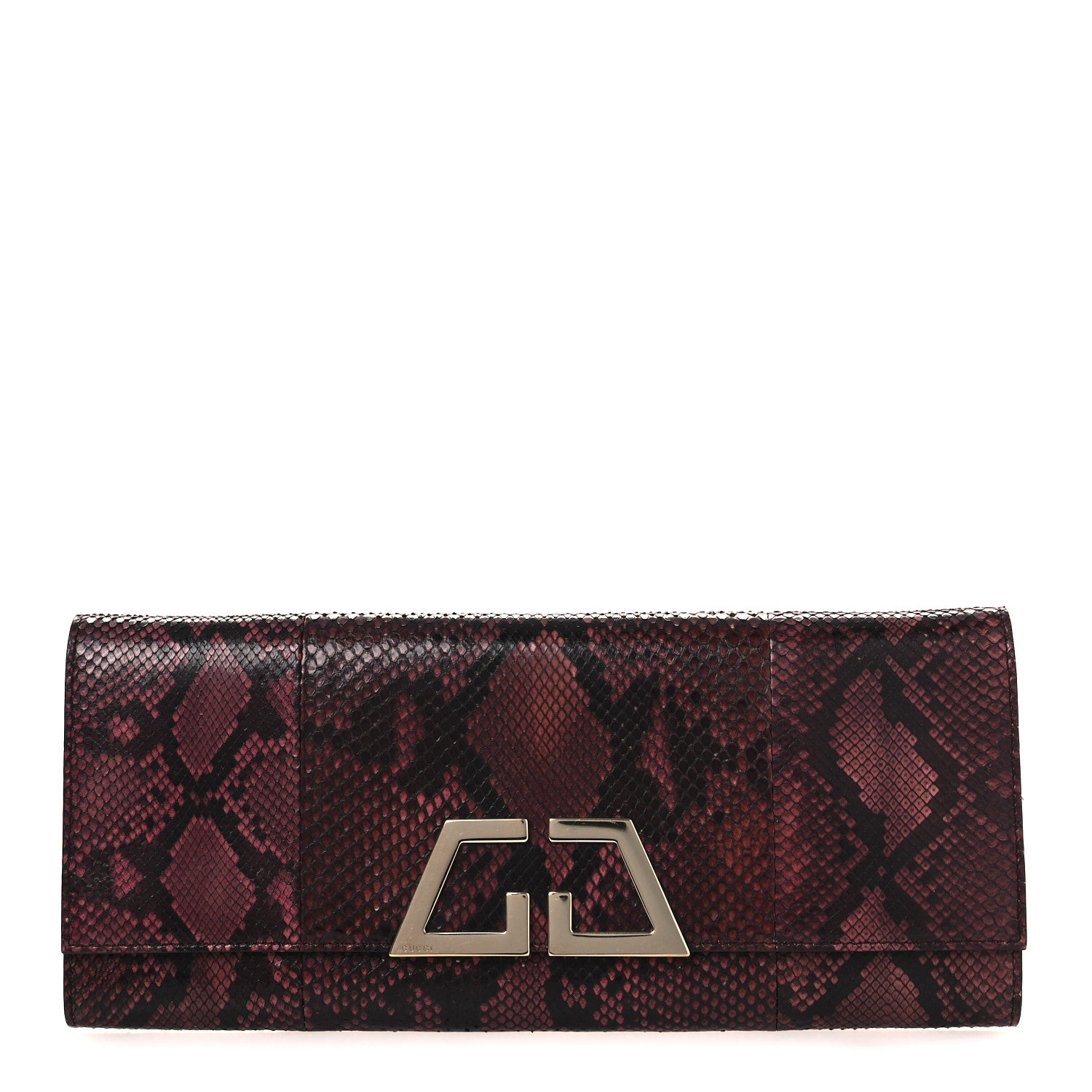 Gucci Snakeskin G Night Clutch Burgundy Black 1 of 10
