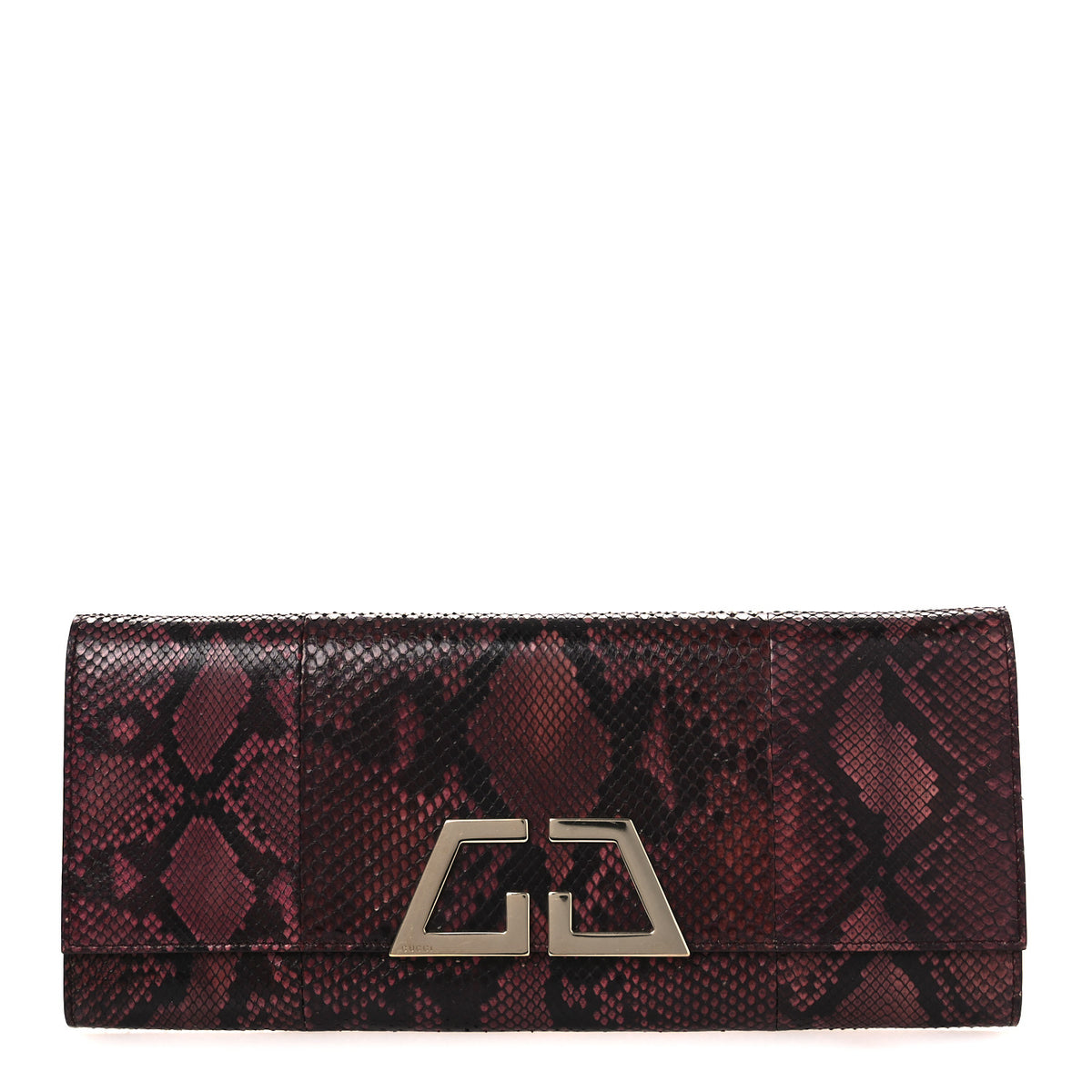 Gucci Snakeskin G Night Clutch  Burgundy Black 1 of 10