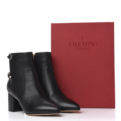 Valentino Garavani Pebbled Calfskin Rockstud 70mm Ankle Boots 37 Black 11 of 11