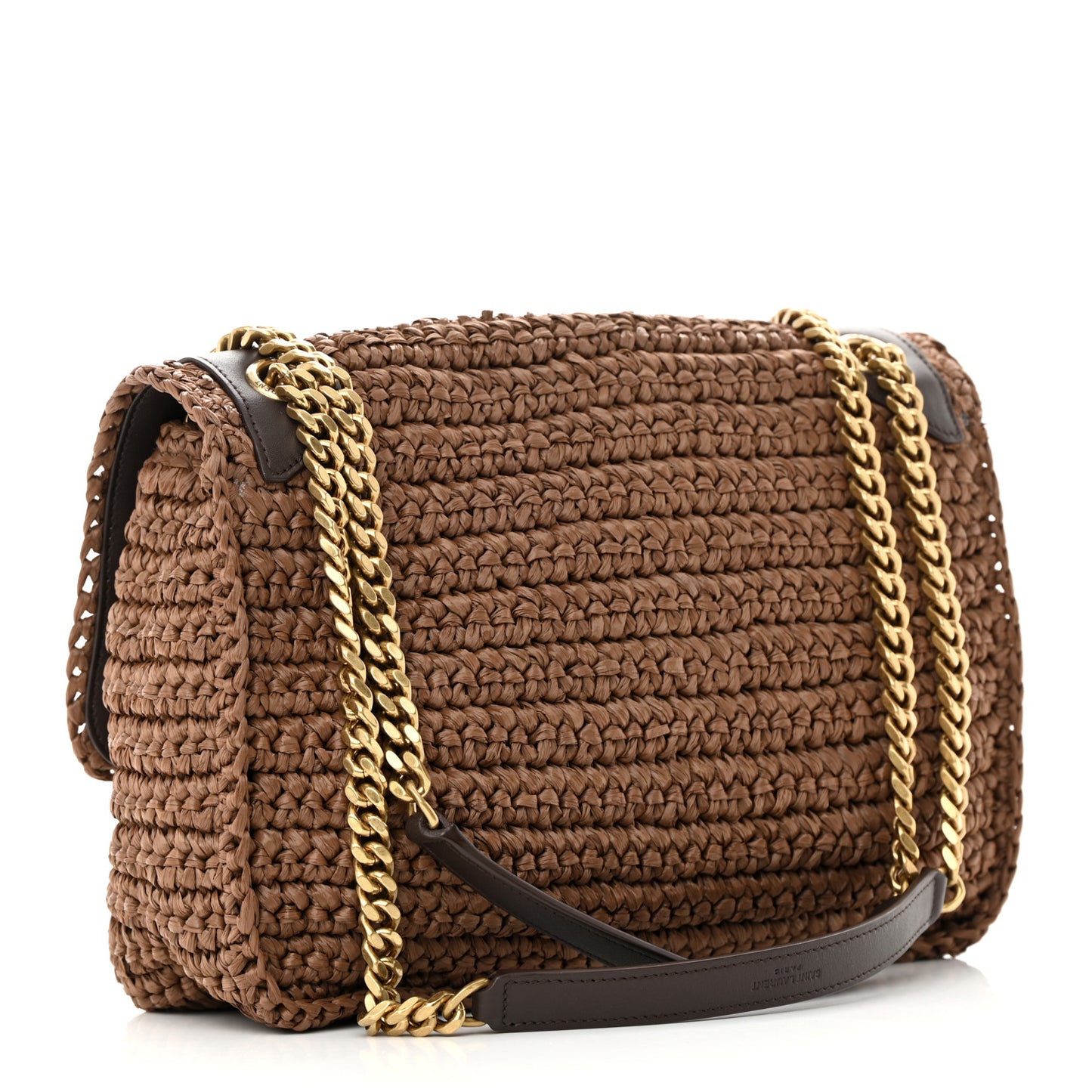 Raffia Calfskin Monogram Medium Niki Chain Satchel New Nut