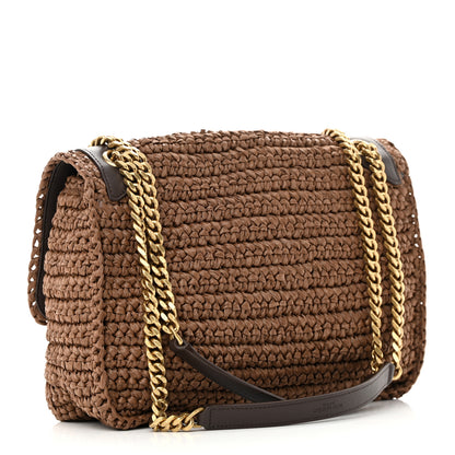 Saint Laurent Raffia Calfskin Monogram Medium Niki Chain Satchel New Nut 2 of 12