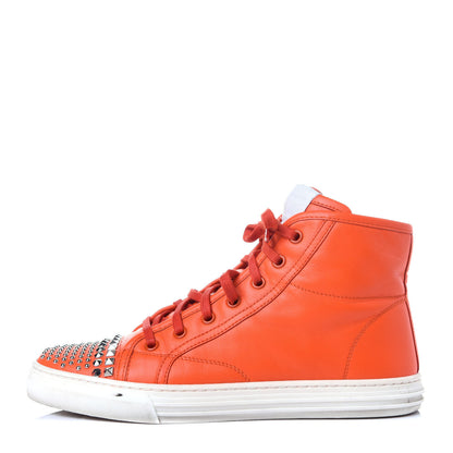 Gucci Nappa Studded Womens High Top Sneakers 36.5 Vibrant Orange 1 of 10