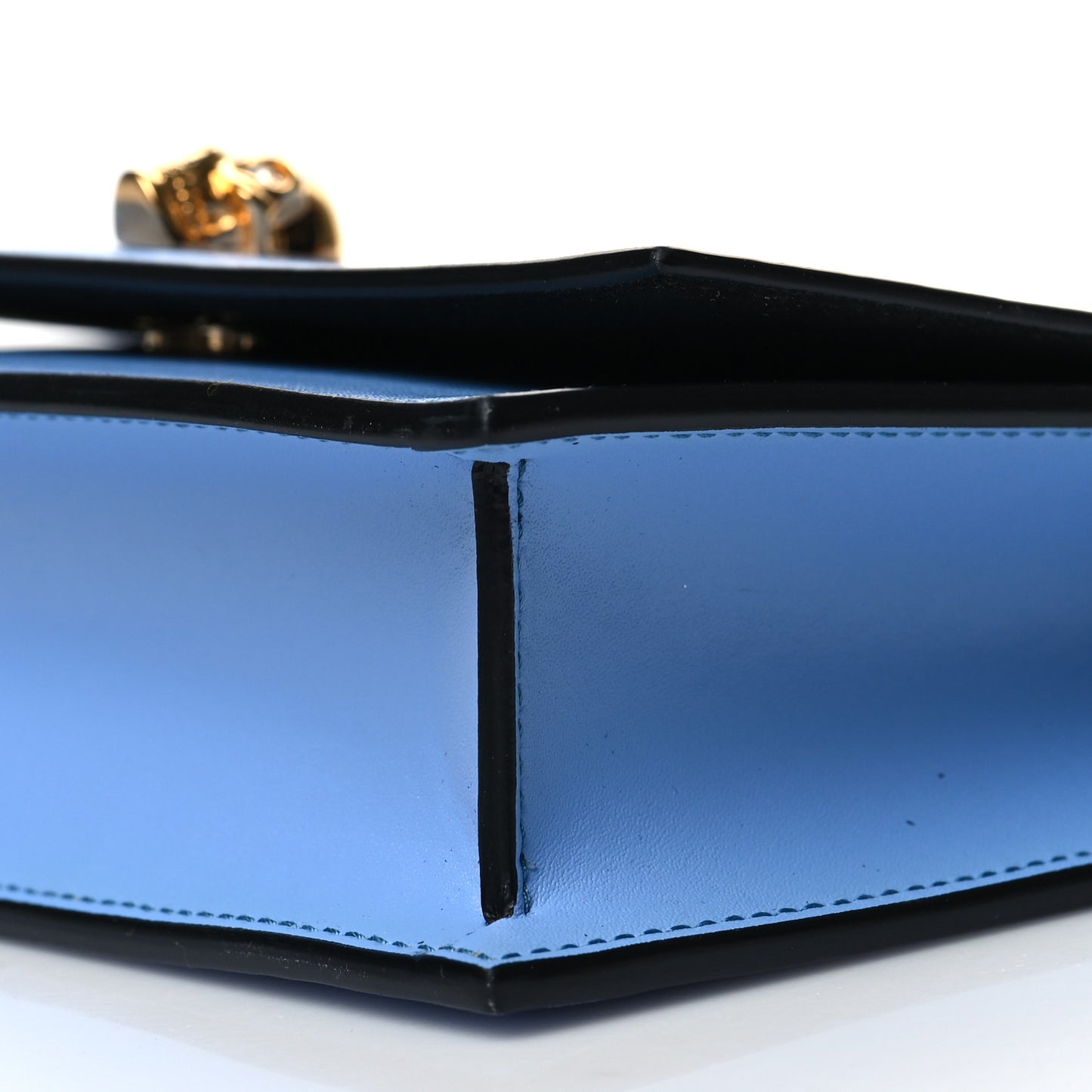 Calfskin Mini Skull Chain Crossbody Bag Blue