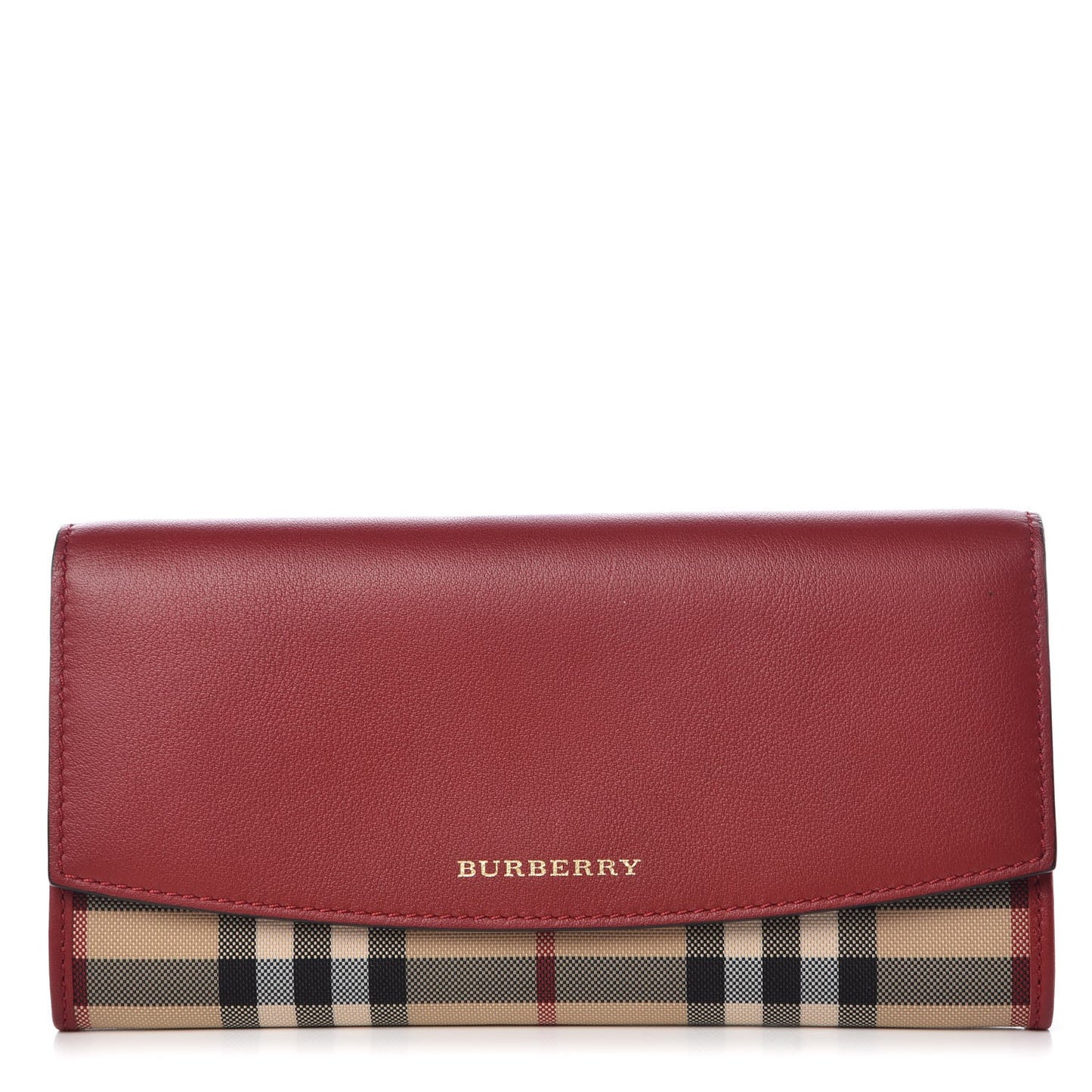 Calfskin House Check Continental Wallet Red