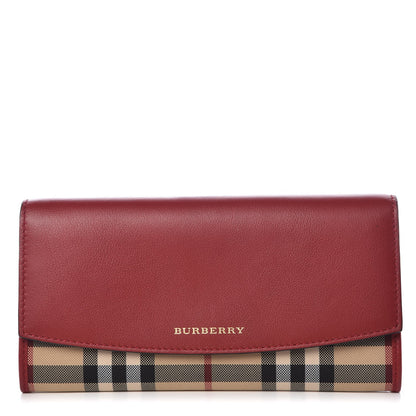 Burberry Calfskin House Check Continental Wallet Red 1 of 7