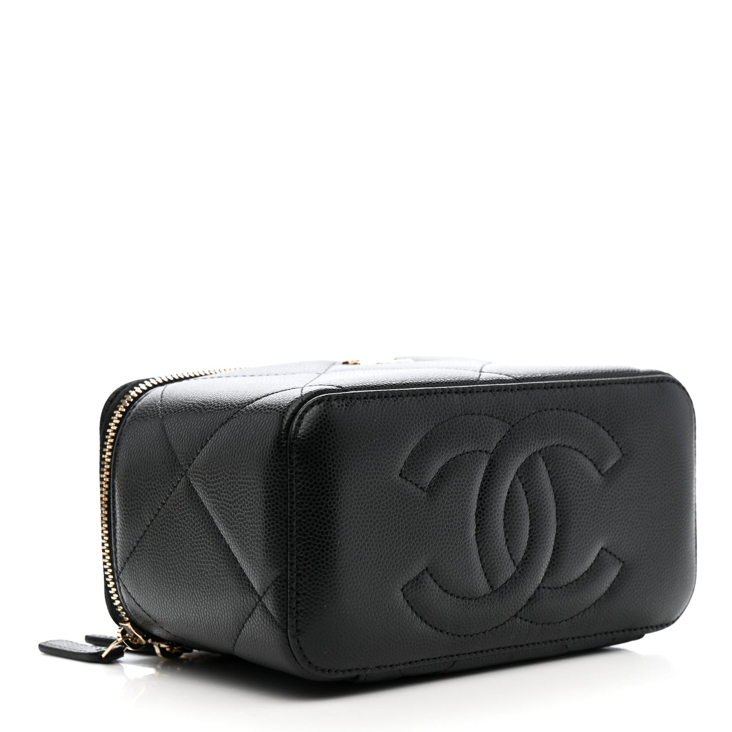 Caviar Quilted Top Handle Long Vanity Black