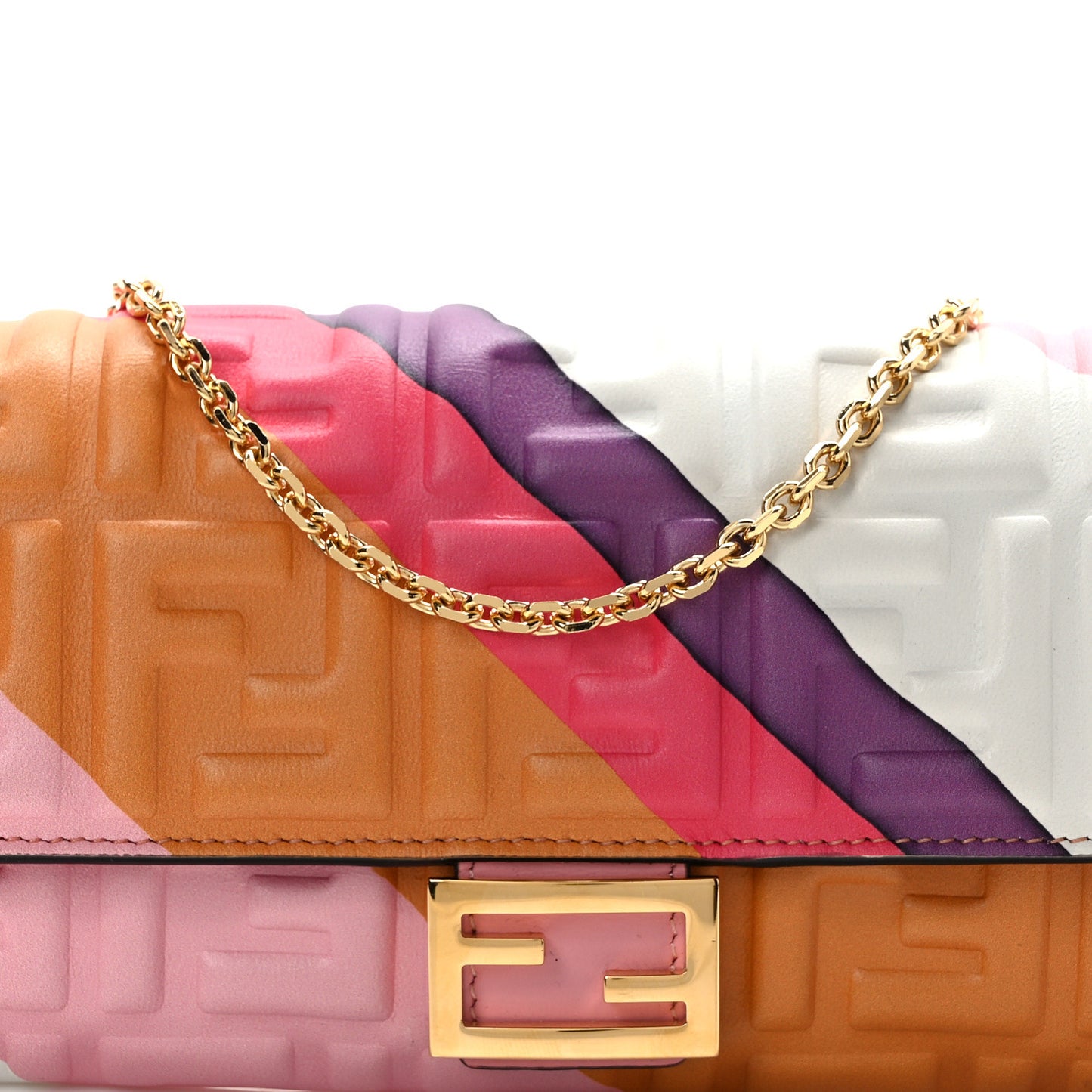 Nappa Matisse FF Embossed Continental Wallet On Chain White Multicolor