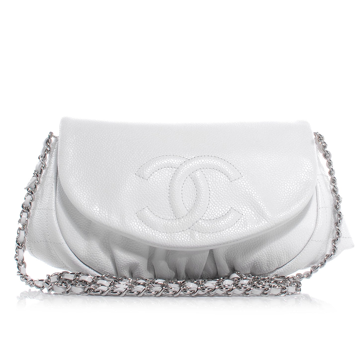 Caviar Half Moon Wallet On Chain WOC White