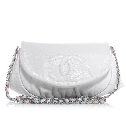 Chanel Caviar Half Moon Wallet On Chain WOC White 1 of 8