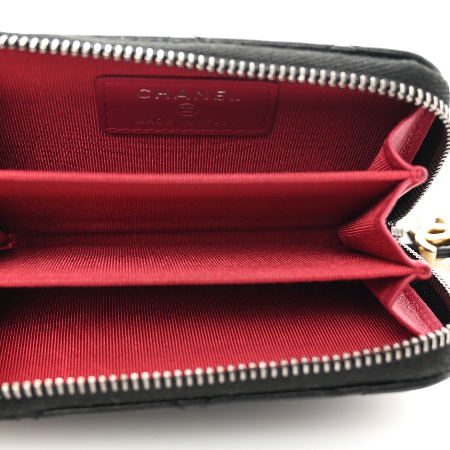 Aged Calfskin Quilted Gabrielle Zip Around Coin Purse Wallet Black