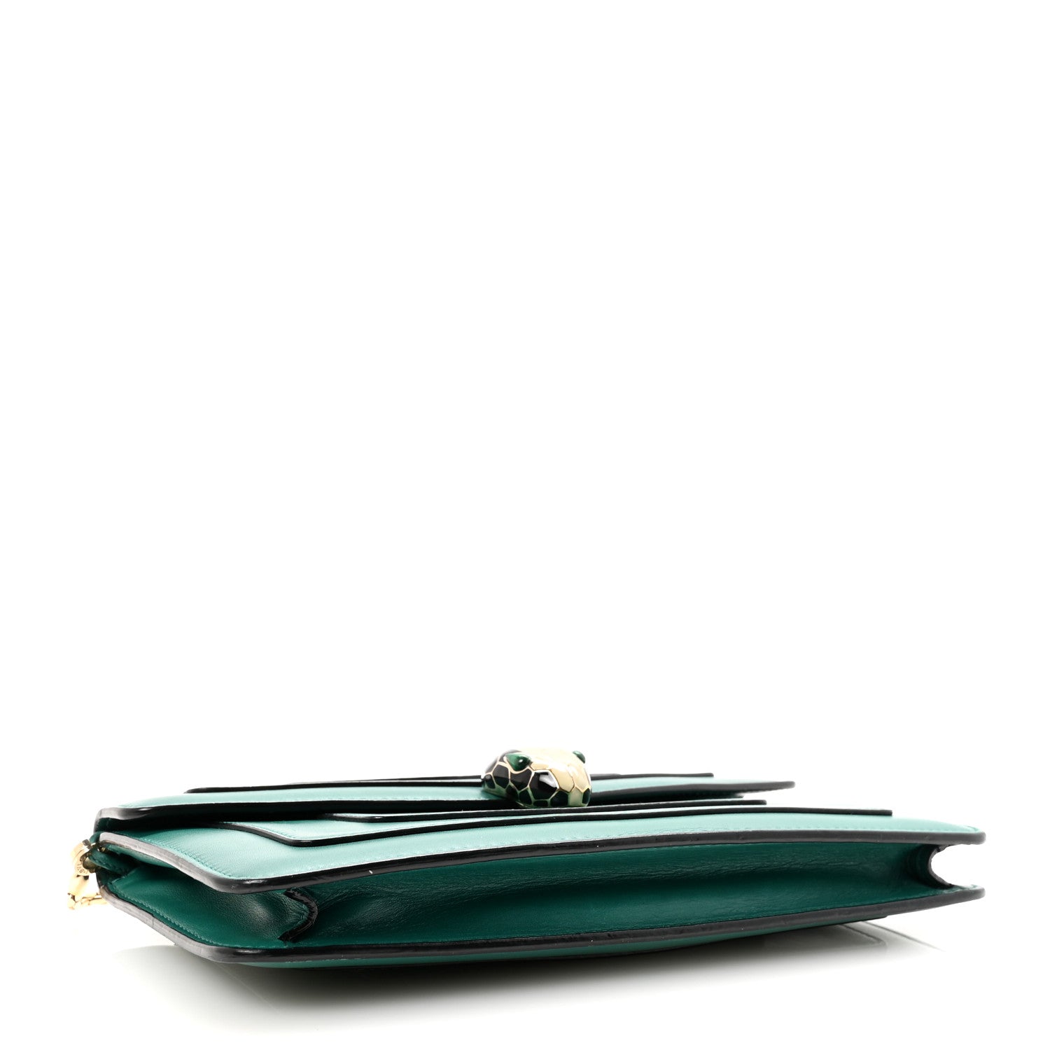 Bulgari Calfskin Serpenti Forever Flap Clutch  Emerald Green 4 of 9
