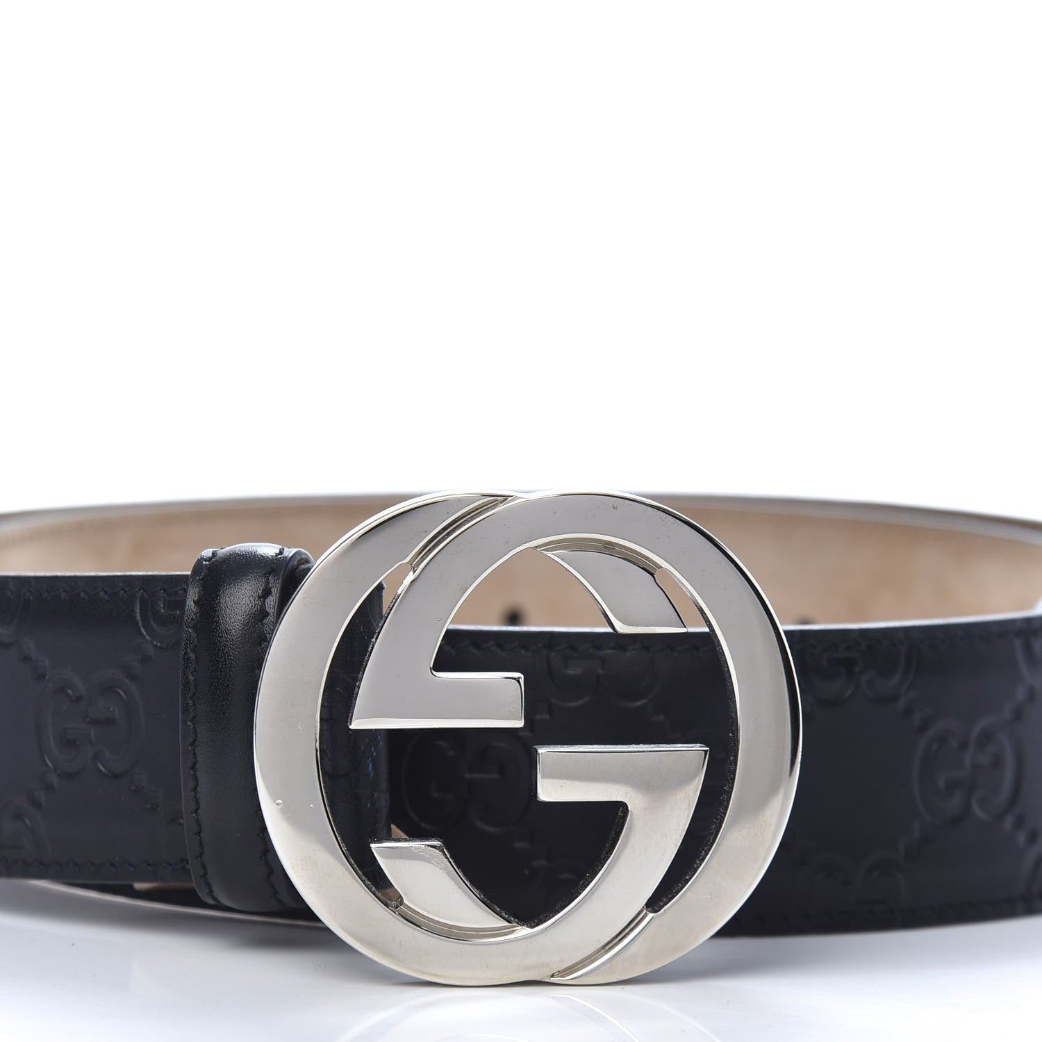 Gucci Guccissima Signature Interlocking G 40mm Belt 95 38 Black 3 of 6