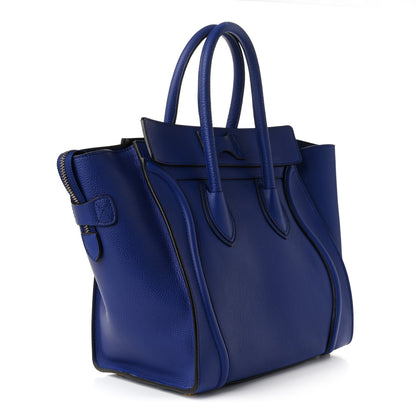 Celine Drummed Calfskin Mini Luggage Indigo 3 of 10