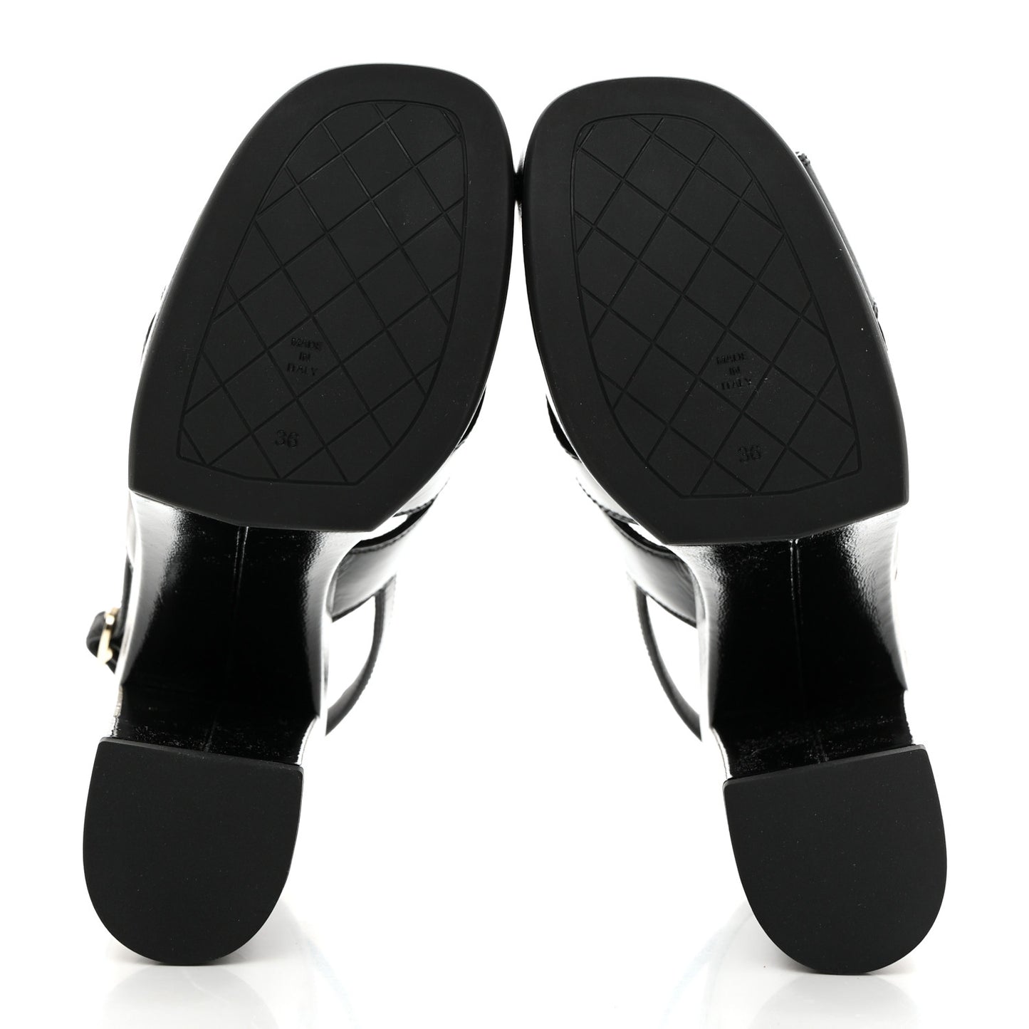 Crumpled Patent Lambskin Platform Sandals 36 Black