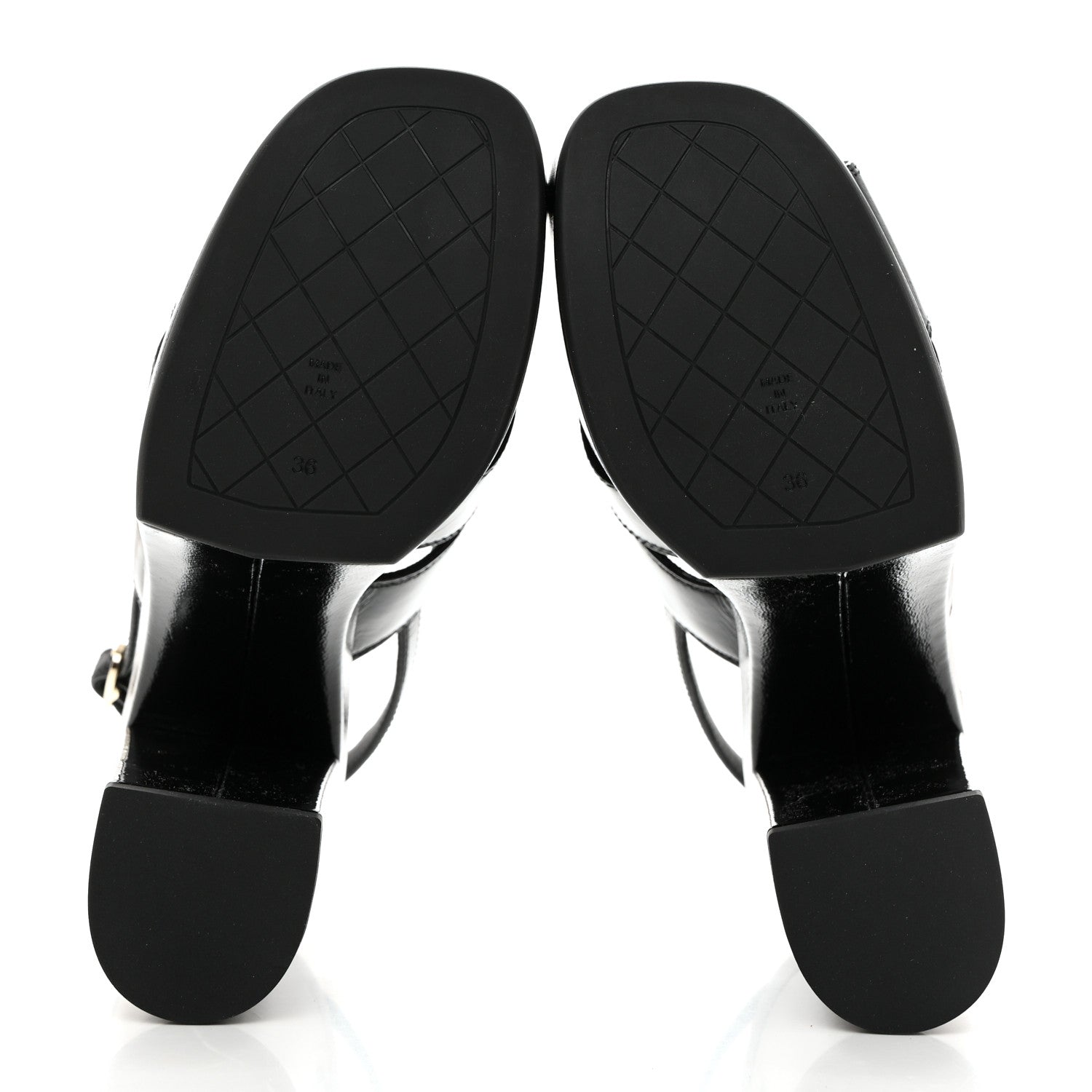 Chanel Crumpled Patent Lambskin Platform Sandals 36 Black 5 of 8