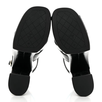 Chanel Crumpled Patent Lambskin Platform Sandals 36 Black 5 of 8