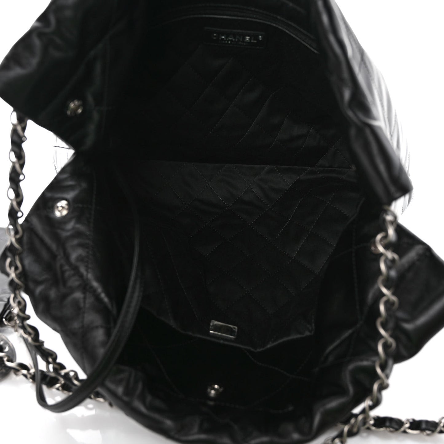 Shiny Calfskin Quilted Small Chanel 22 Black