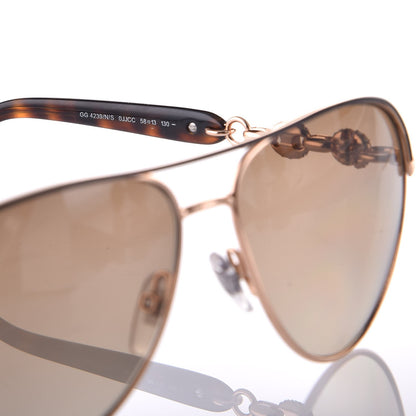 Gucci Crystal Aviator Marina Chain Sunglasses GG 4239/N/S Gold Havana 6 of 9