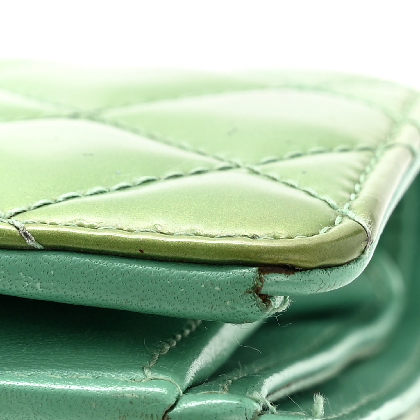 Patent Quilted Yen Wallet Turquoise