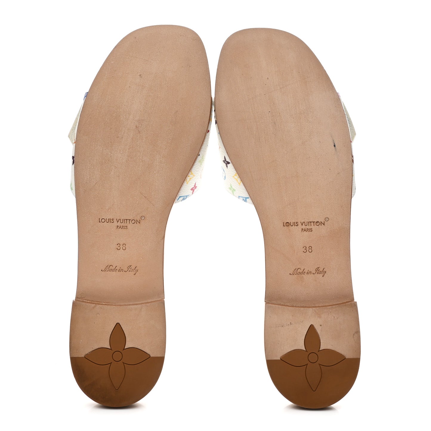 LV X TM Monogram Multicolor Frame Flat Mule Sandals 38 White Multicolor
