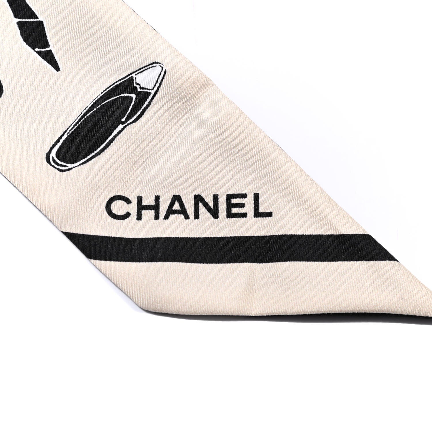 Chanel Silk CC Slim Bandeau Black Beige 3 of 4