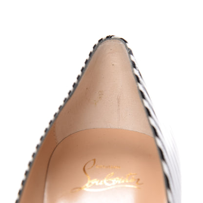 Christian Louboutin Patent Stripes Decollete 554 100 Pumps 39.5 Black White 9 of 11