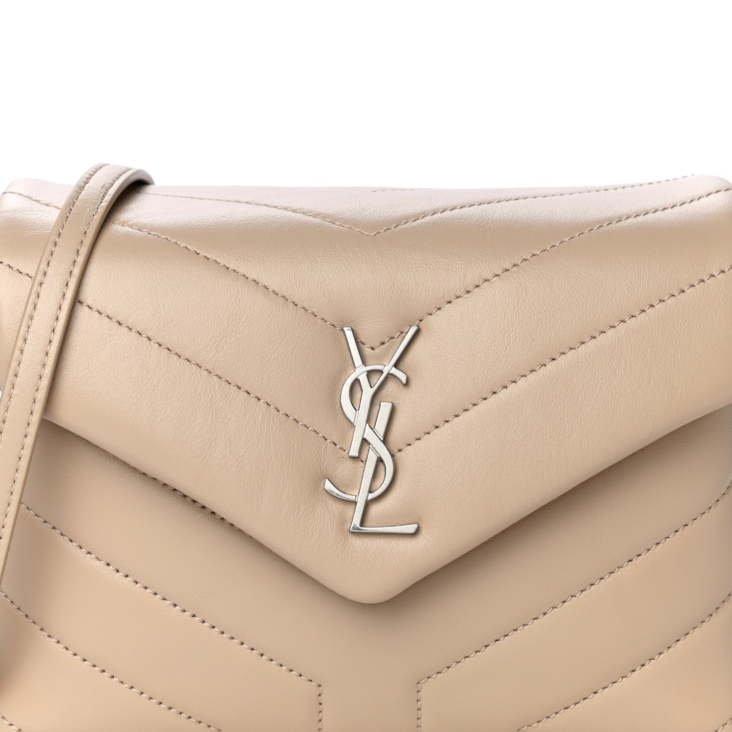 Saint Laurent Calfskin Y Quilted Monogram Toy Loulou Crossbody Bag Nude Powder 8 of 15