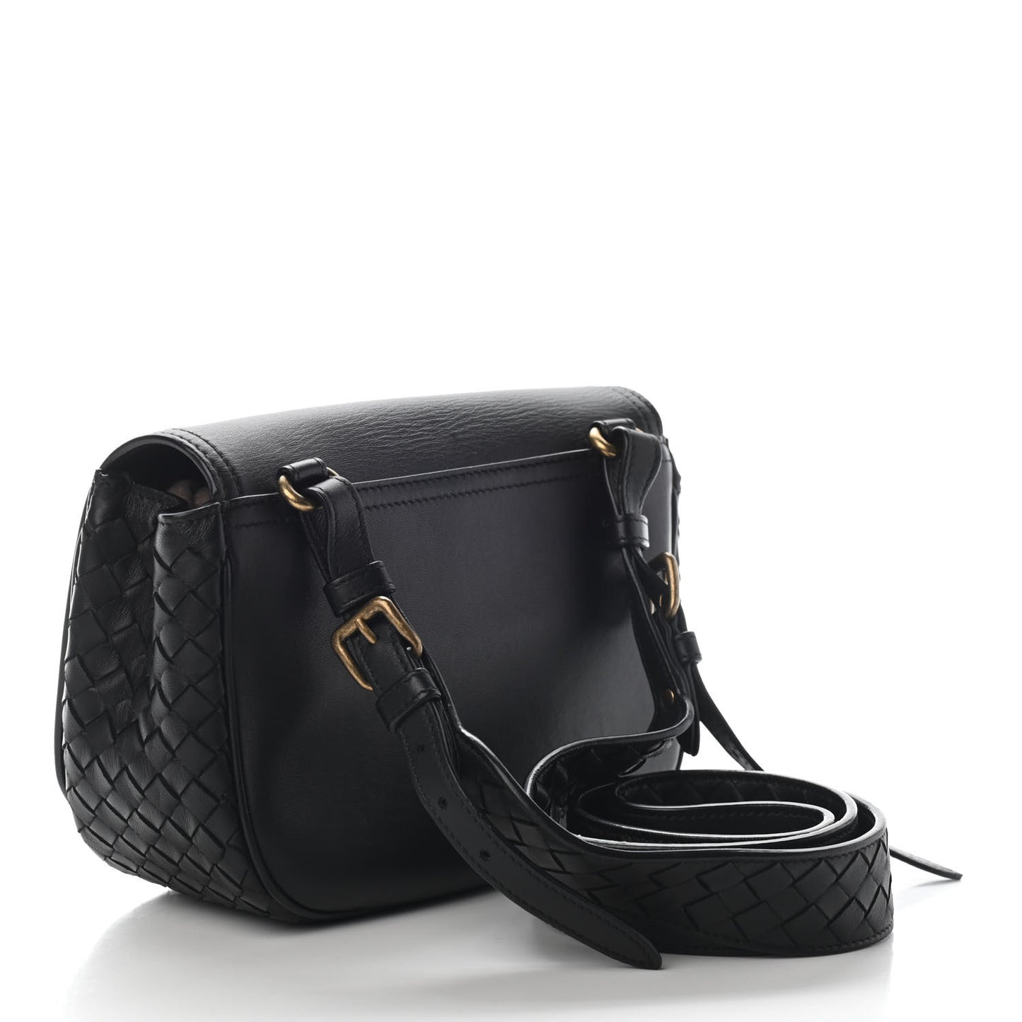 Nappa Intrecciato BV Luna Shoulder Bag Black