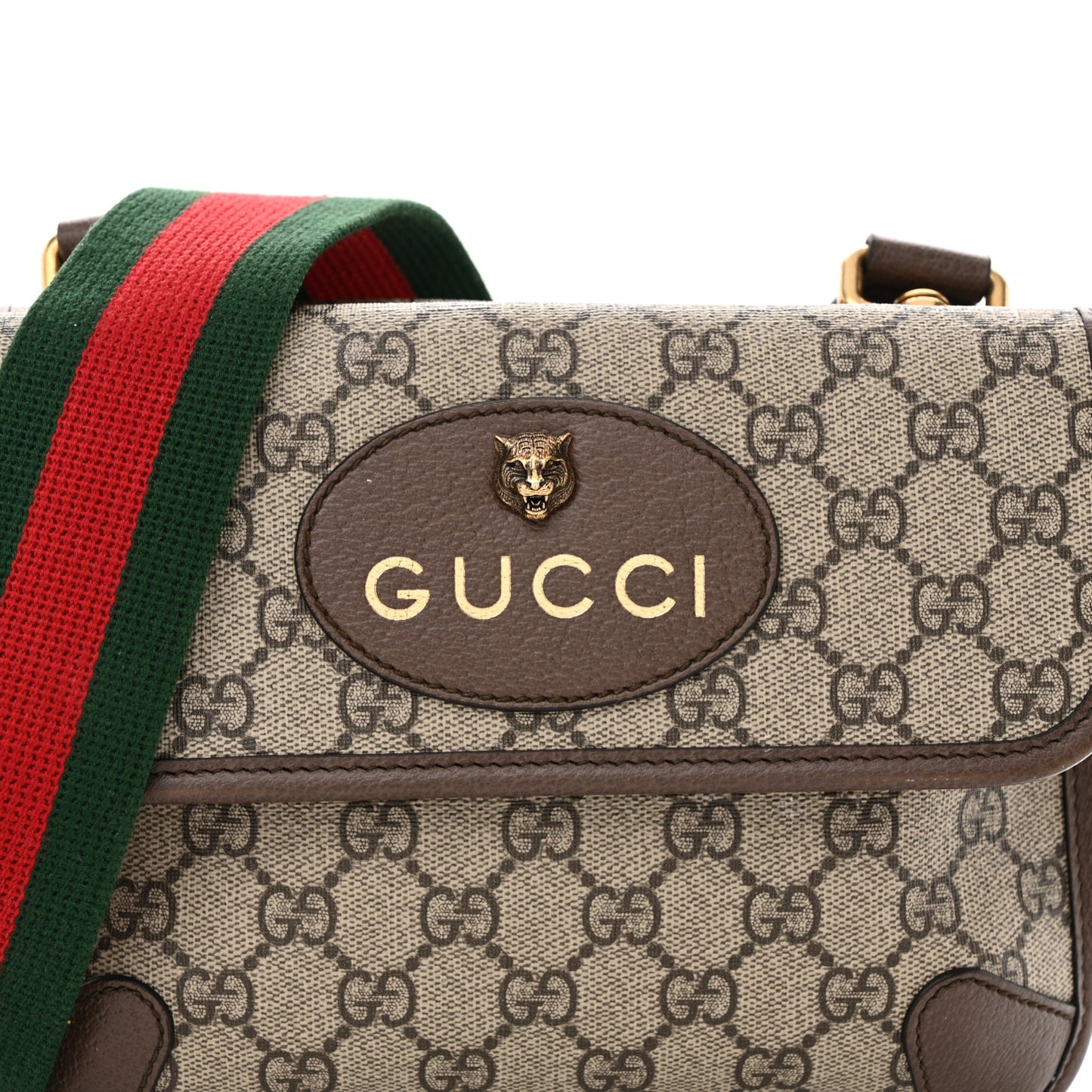 GG Supreme Monogram Web Small Neo Vintage Double Flap Messenger Bag Beige New Acero