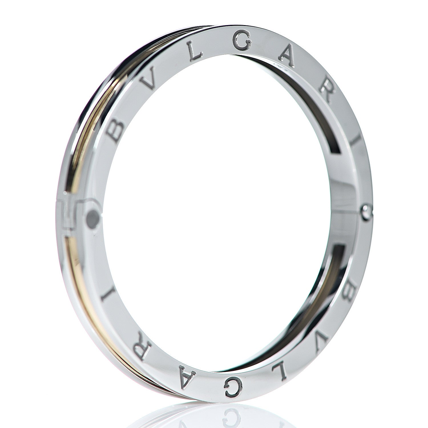 Bulgari 18K Yellow Gold Stainless Steel B.Zero1 Bangle Bracelet L 4 of 4