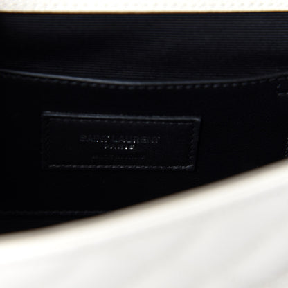 Saint Laurent Grain De Poudre Textured Mixed Matelasse Triquilt Small Monogram Satchel Optical White 8 of 12