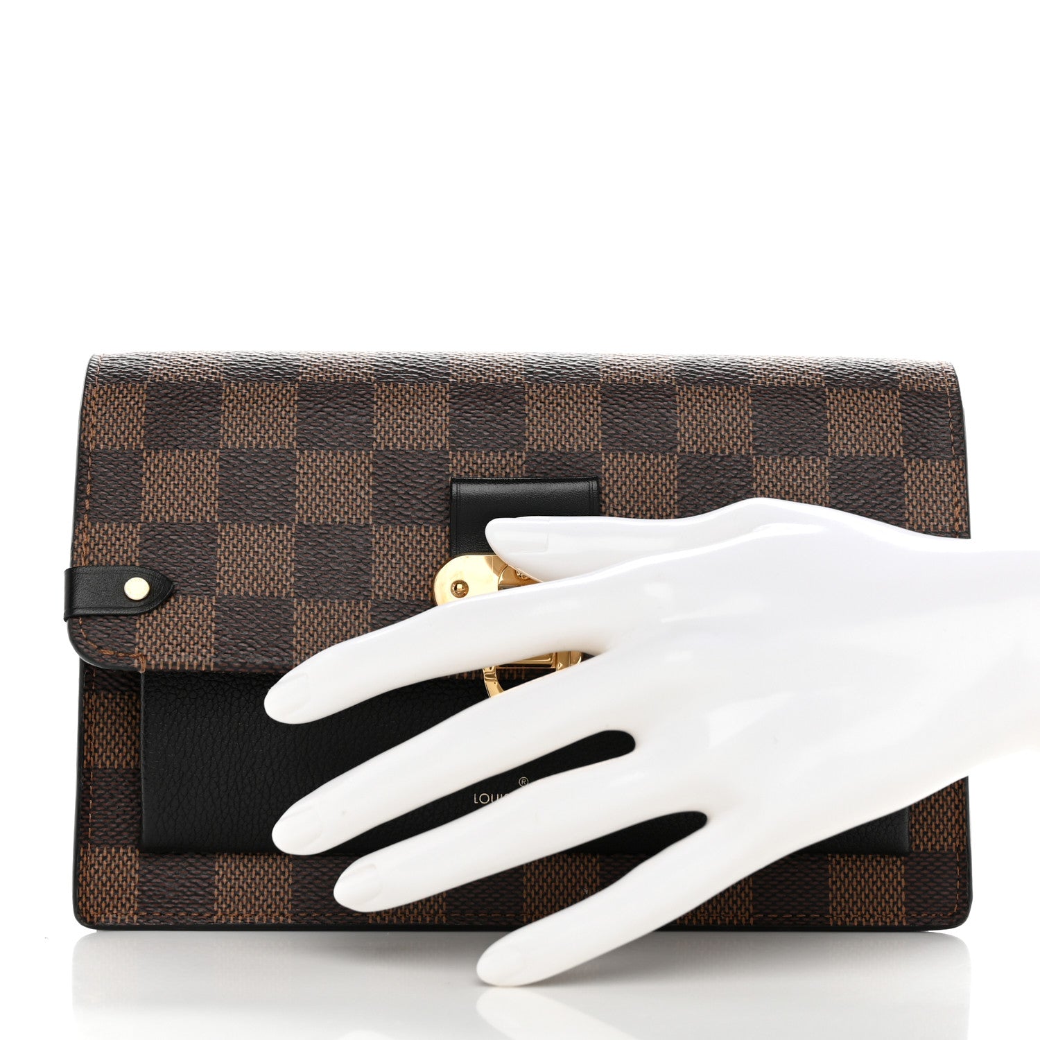 Louis Vuitton Damier Ebene Vavin Chain Wallet Black 2 of 12