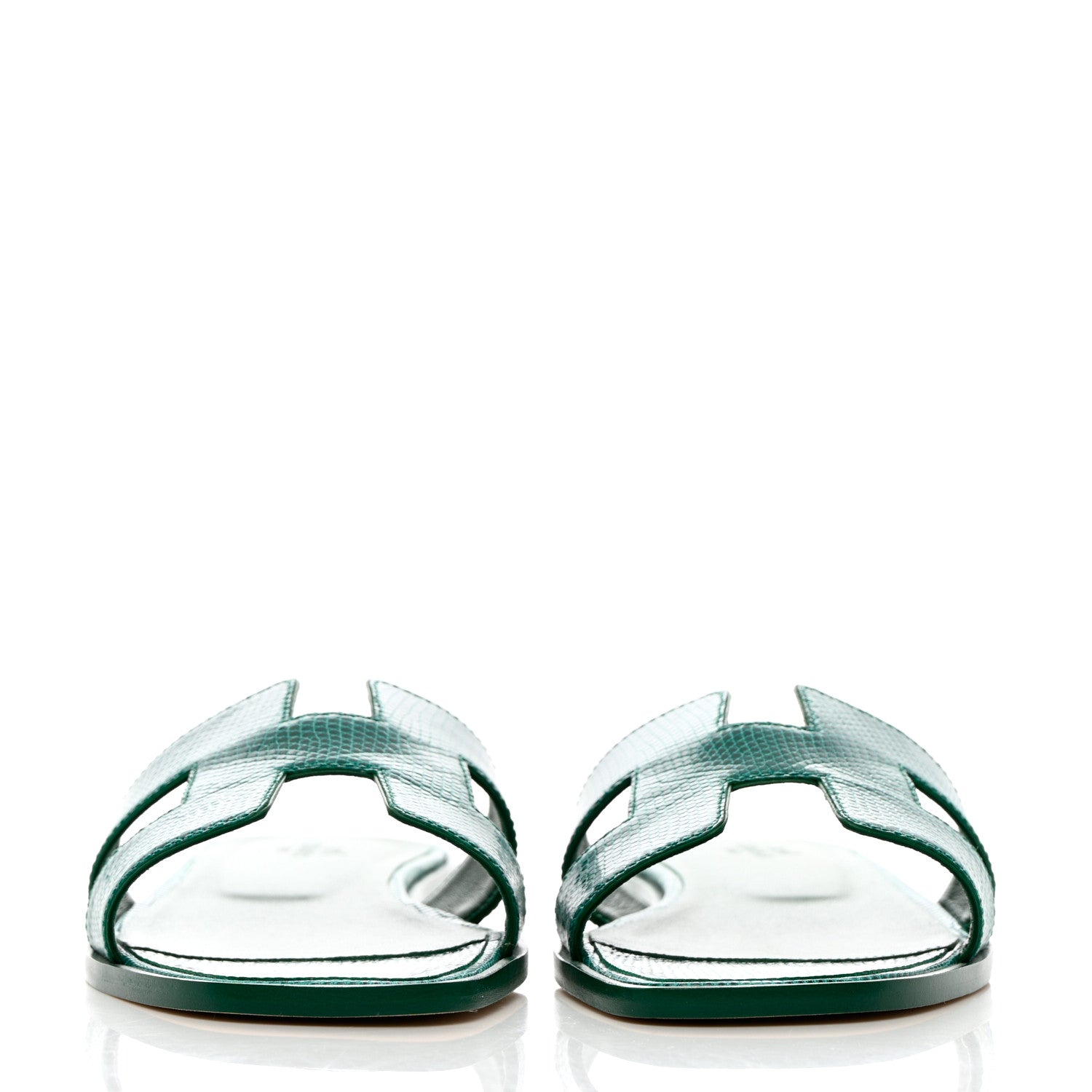 Hermes Lizard Oran Sandals 40 Vert Emeraude 2 of 8