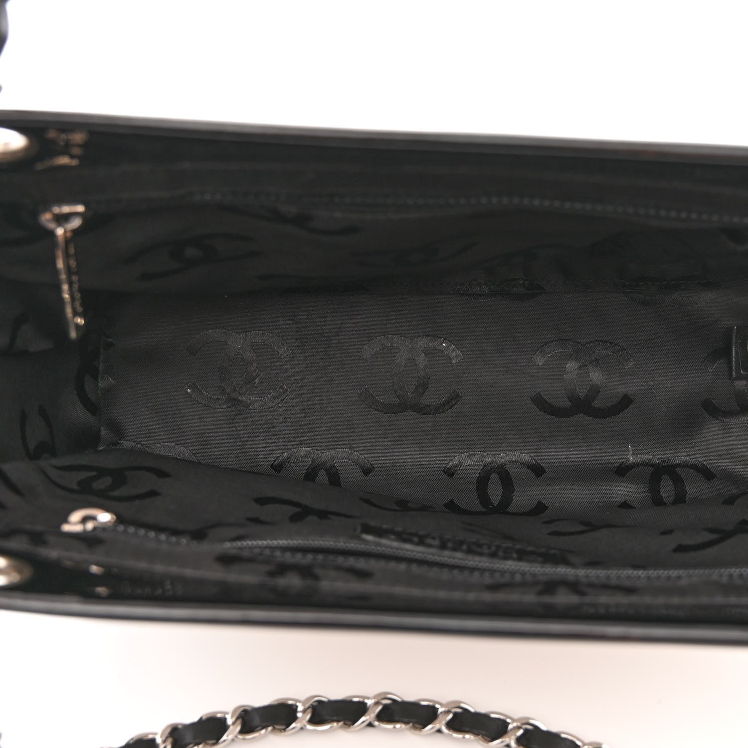 Chanel Patent Pony Hair Small Pocket Tote Black White 5 of 11