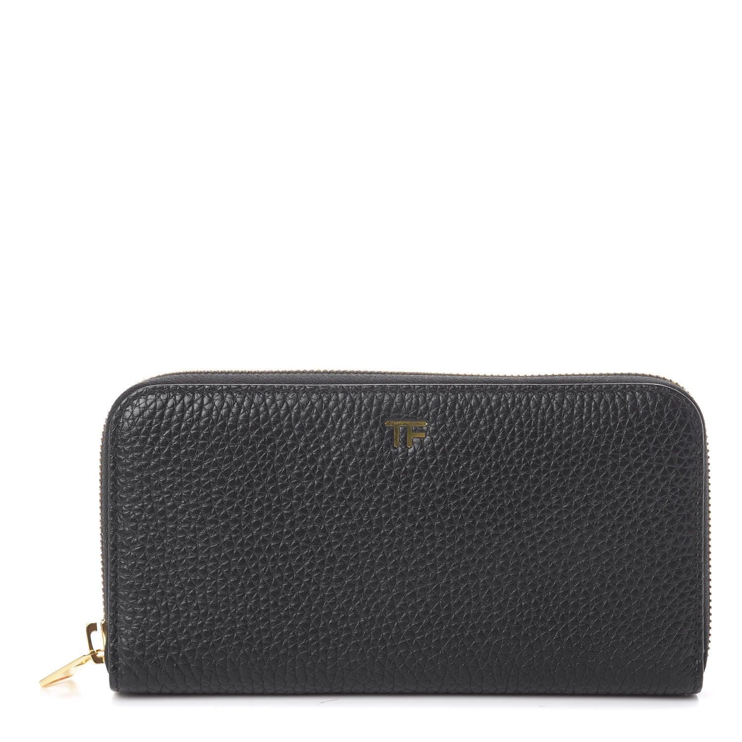 Tom Ford Grained Calfskin TF Zip Around Wallet Black 1 of 5