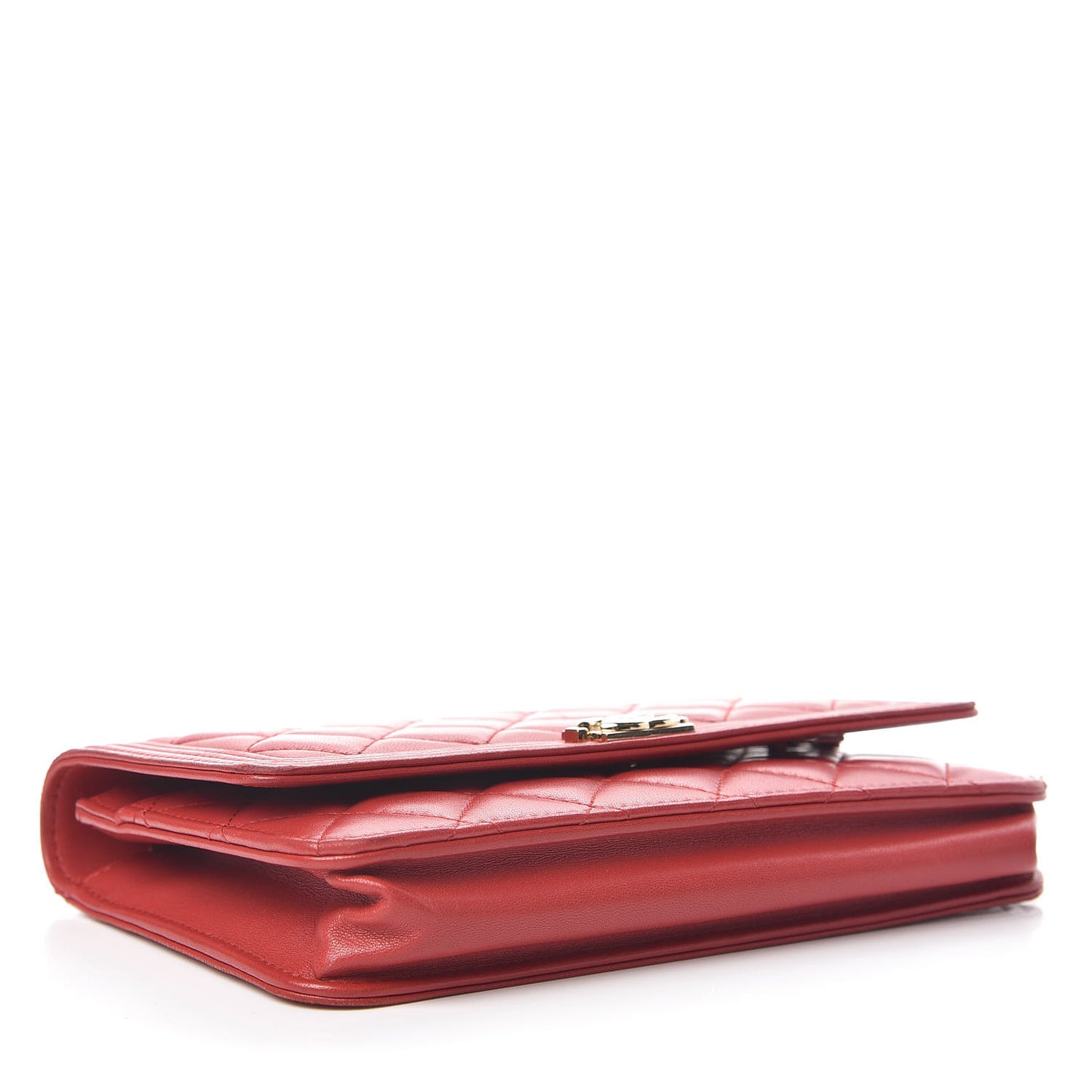 Lambskin Quilted Boy Wallet On Chain WOC Red
