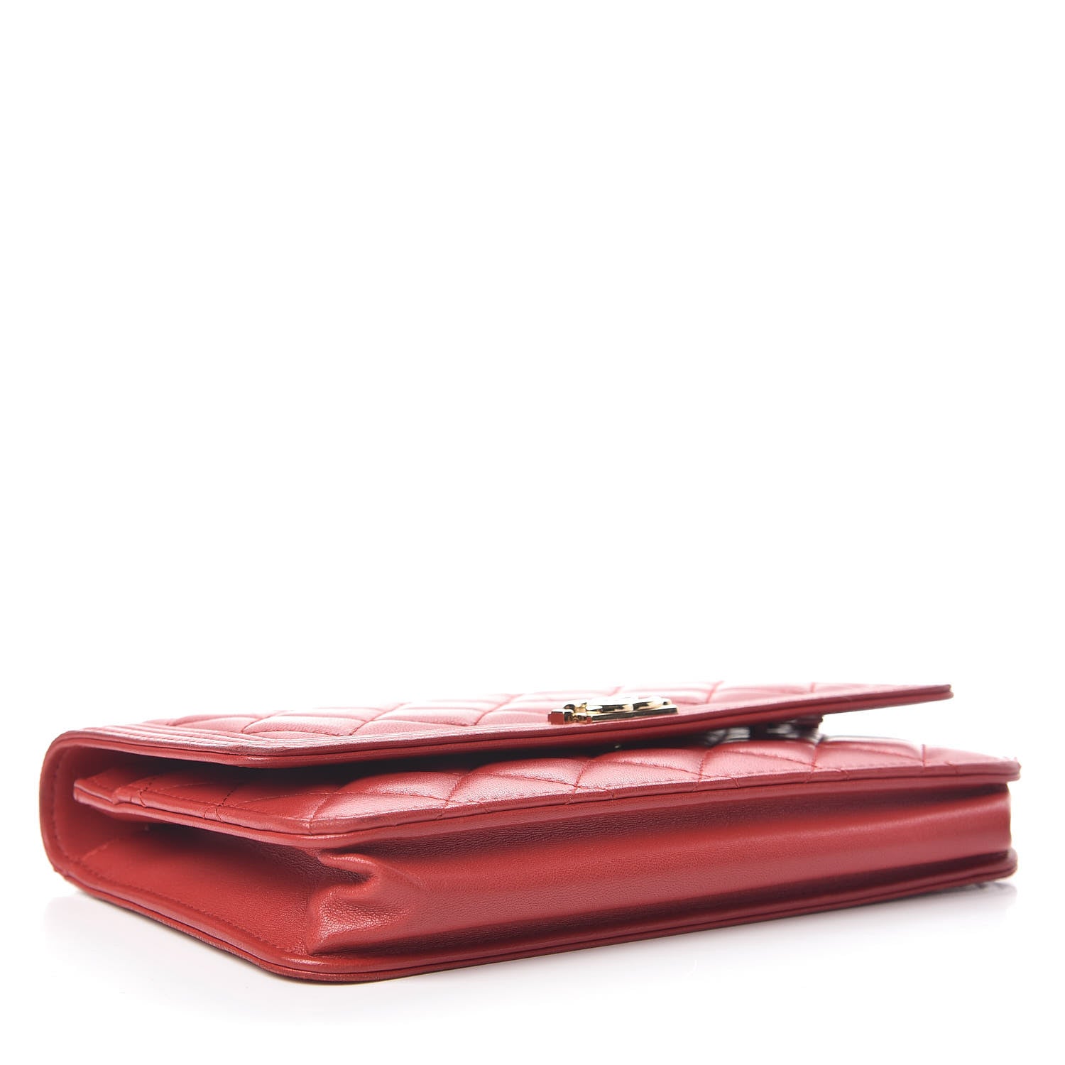 Chanel Lambskin Quilted Boy Wallet On Chain WOC Red 4 of 12