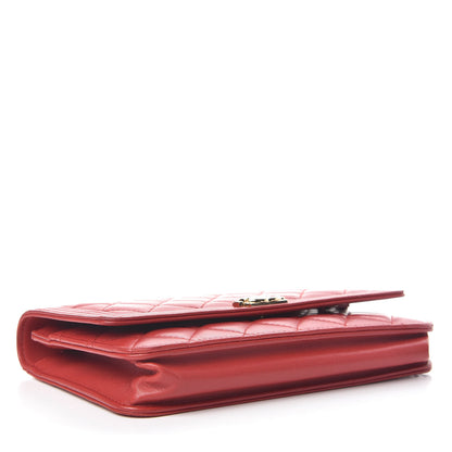 Chanel Lambskin Quilted Boy Wallet On Chain WOC Red 4 of 12