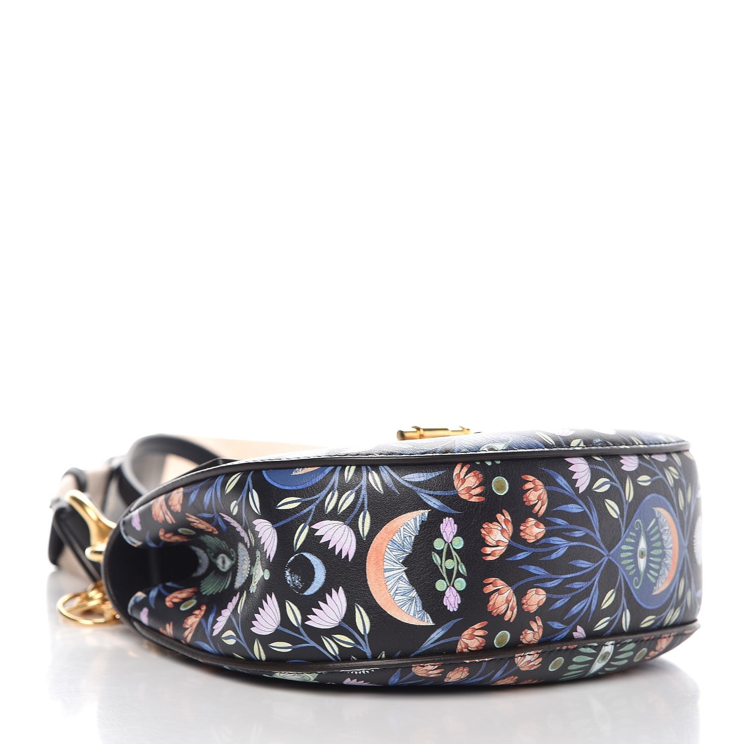 Chloe Calfskin Floral Print Drew Bi-Color Shoulder Bag Full Blue 4 of 6