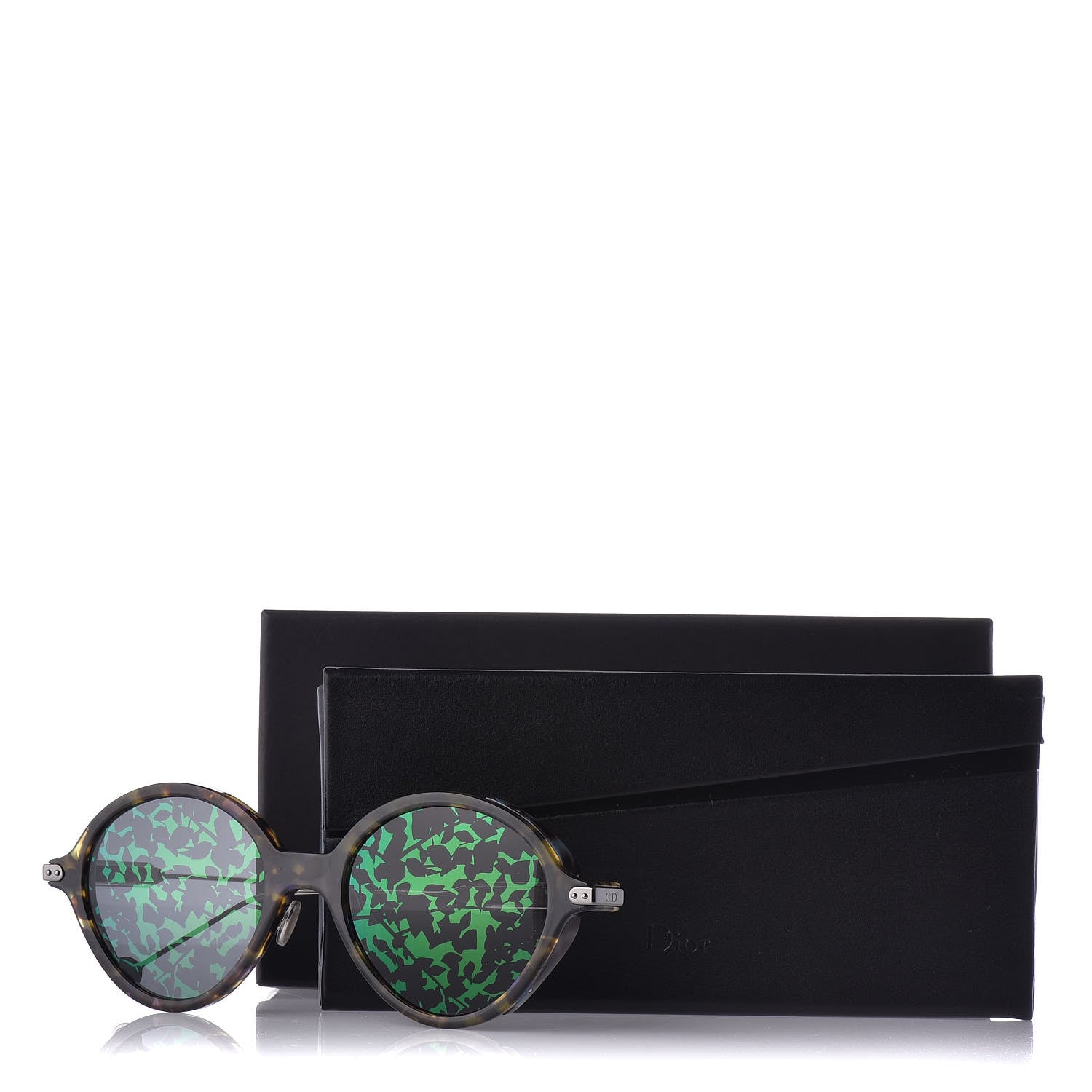 Christian Dior Acetate Leaf Print Umbrage Round Sunglasses Green Foliage 7 of 7