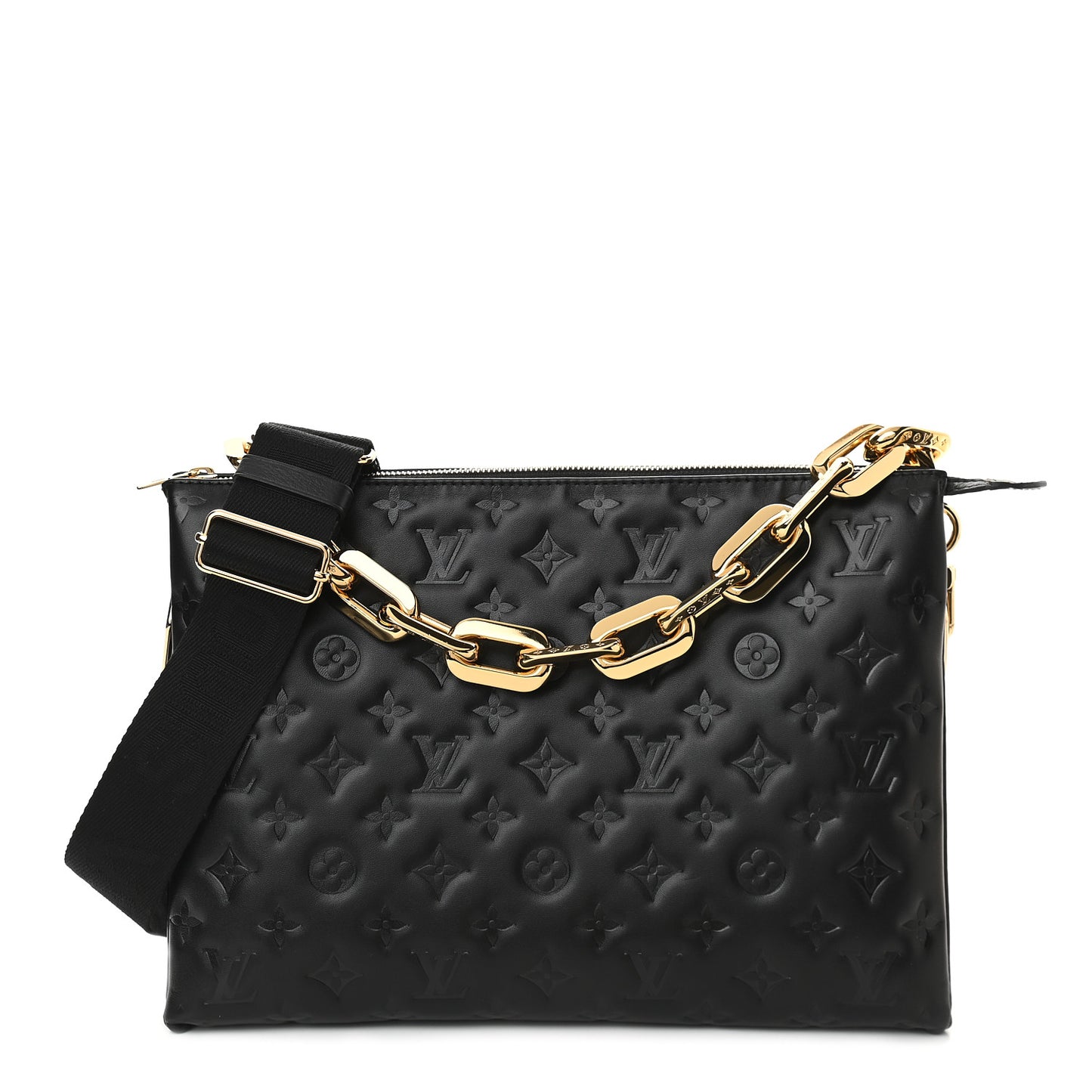 Lambskin Embossed Monogram Coussin MM Black