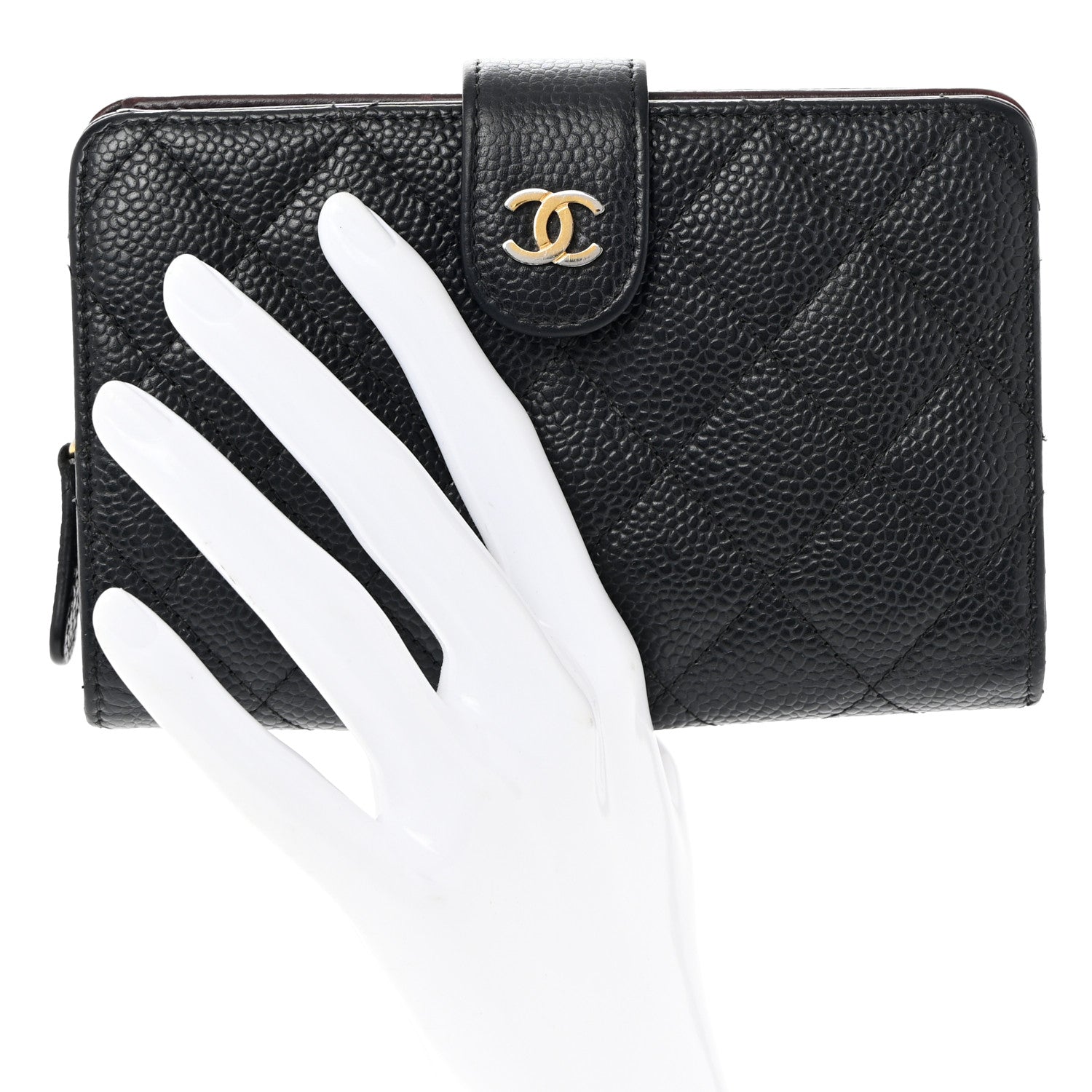Chanel Caviar Quilted CC French Wallet Black 2 of 13